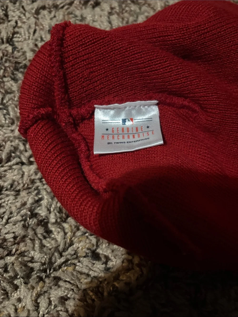 Red Kids Beanie Hat with White Logo